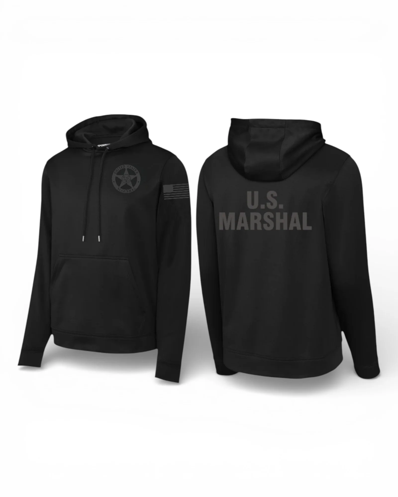 USMS WICKING HOODED PULLOVER-BLACK/BLACK INK-F244