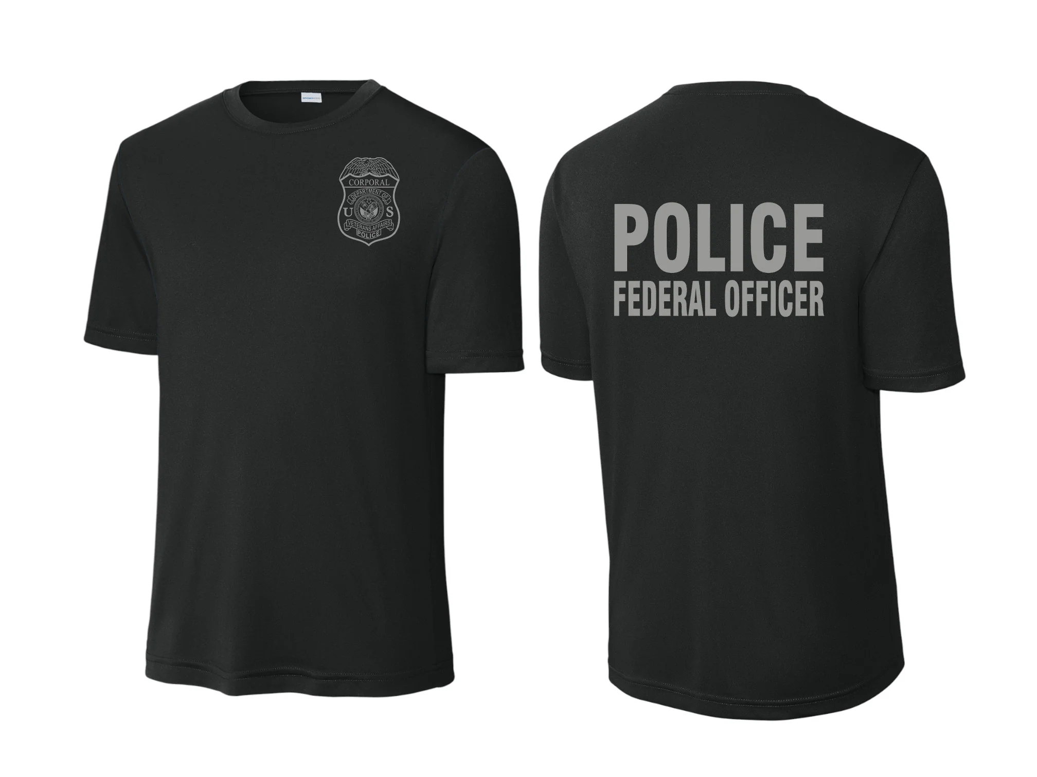 VA POLICE BADGE WICKING T-SHIRT-ST350-GREY INK - Image 17