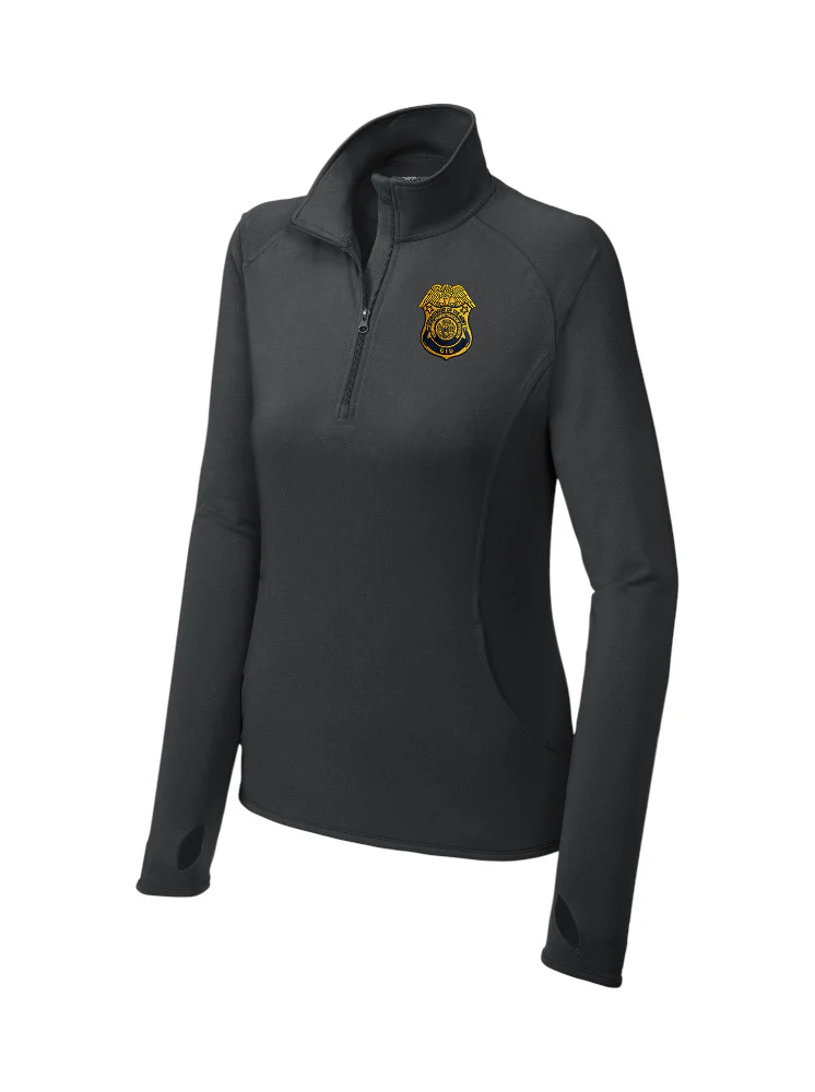 WOMEN'S ARMY CID EMBROIDERED SPORT WICK STRETCH 1/2 ZIP PULLOVER CLEARANCE