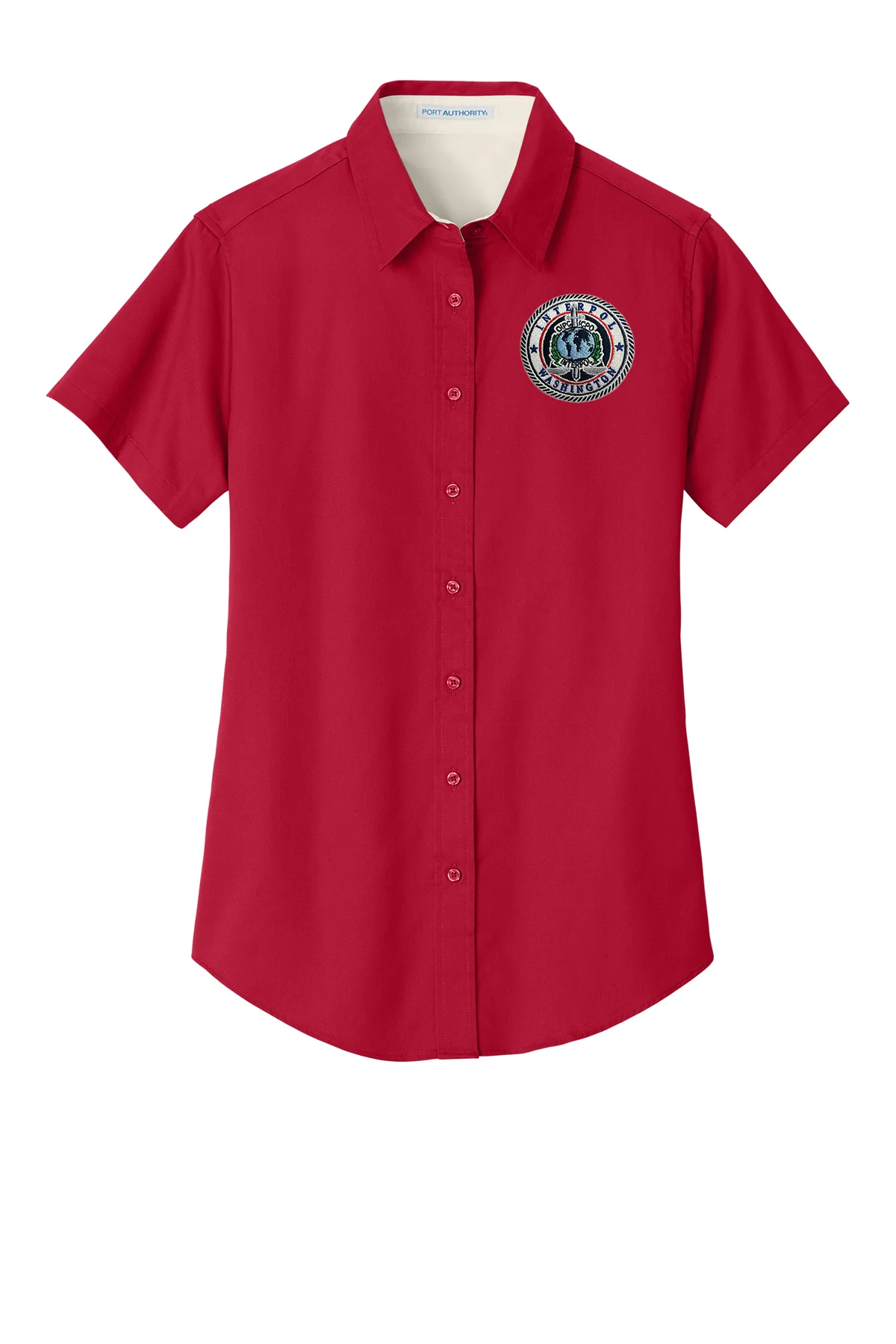 WOMEN'S EMBROIDERED INTERPOL WASHINGTON BUTTON UP DRESS SHIRT-L508 - Image 5