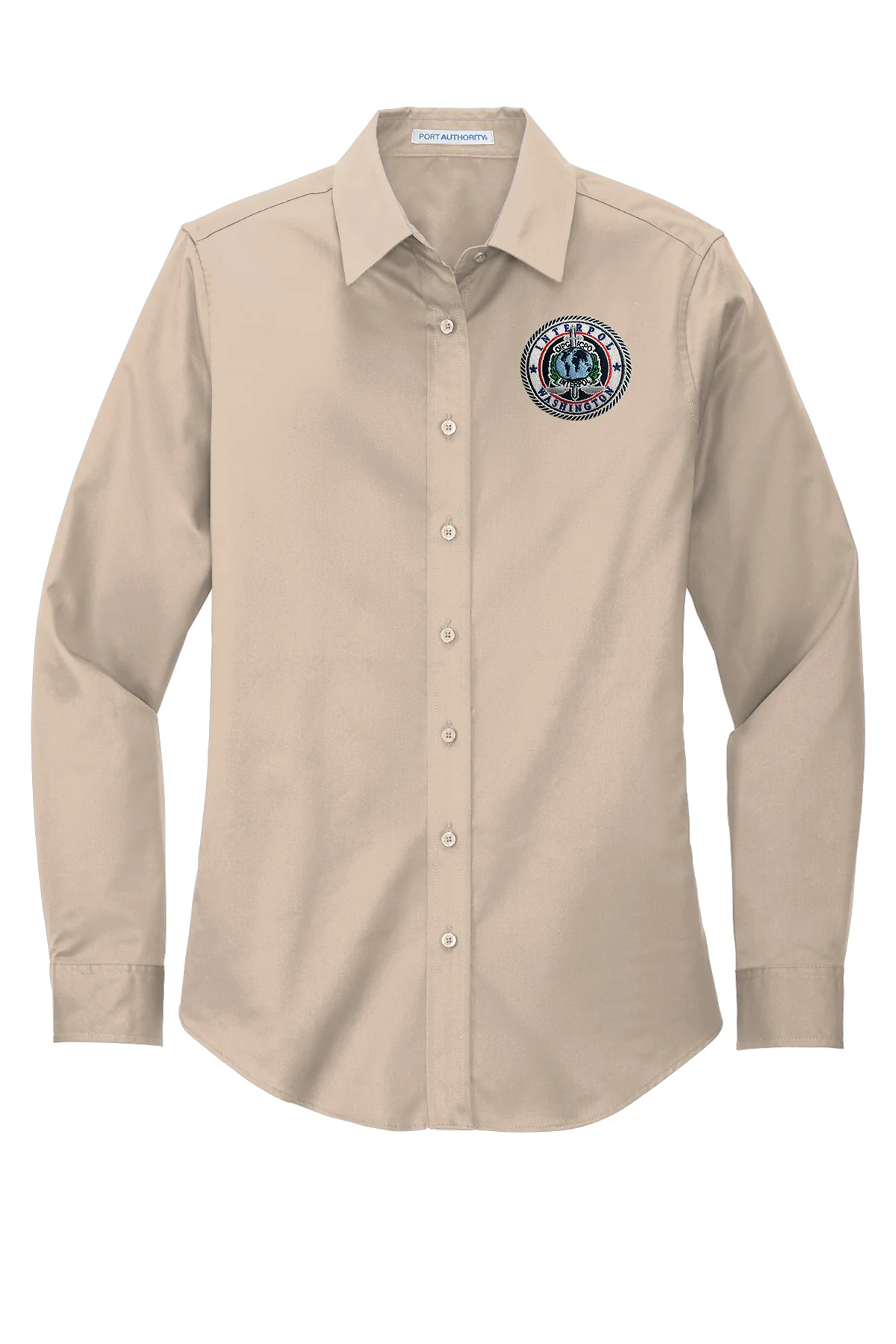 WOMEN'S EMBROIDERED INTERPOL WASHINGTON BUTTON UP DRESS SHIRT-L608 - Image 4