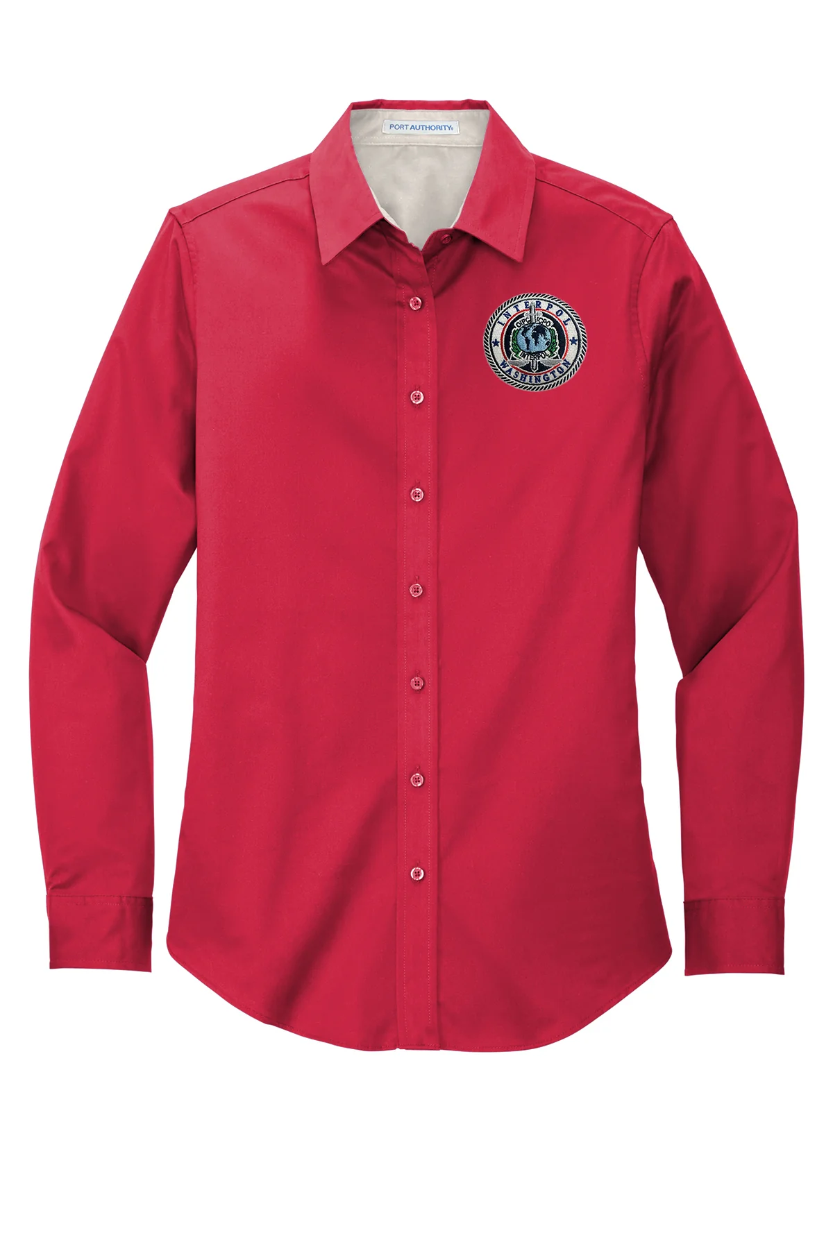 WOMEN'S EMBROIDERED INTERPOL WASHINGTON BUTTON UP DRESS SHIRT-L608 - Image 5