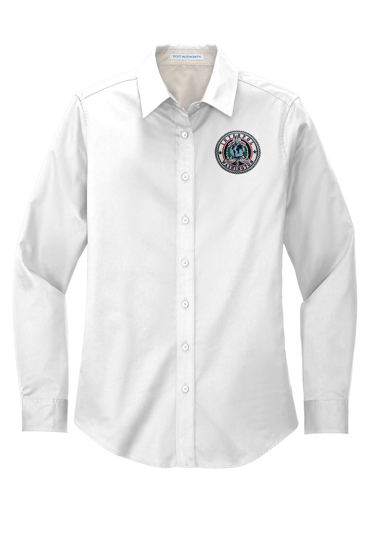 WOMEN'S EMBROIDERED INTERPOL WASHINGTON BUTTON UP DRESS SHIRT-L608 - Image 6