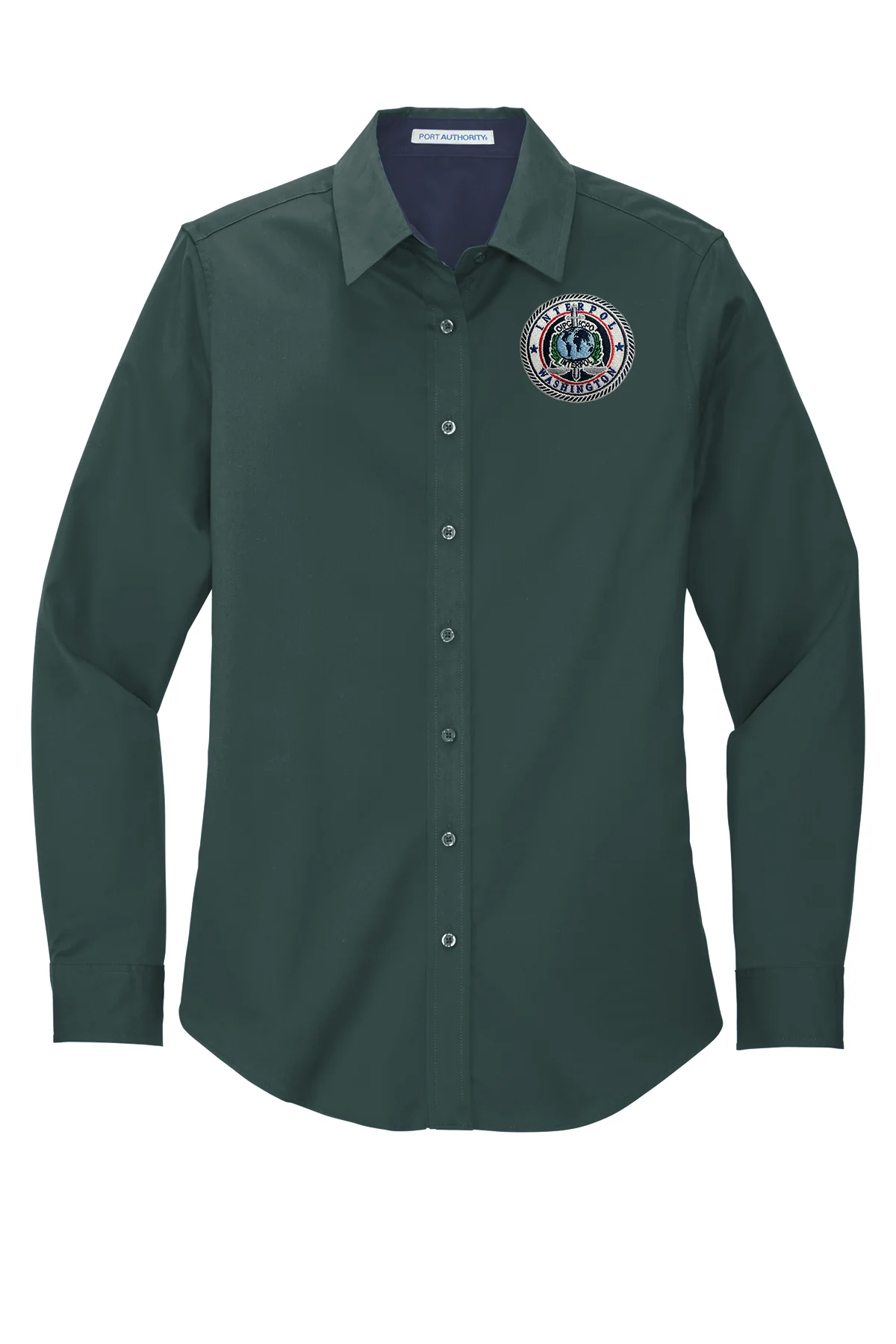 WOMEN'S EMBROIDERED INTERPOL WASHINGTON BUTTON UP DRESS SHIRT-L608 - Image 7