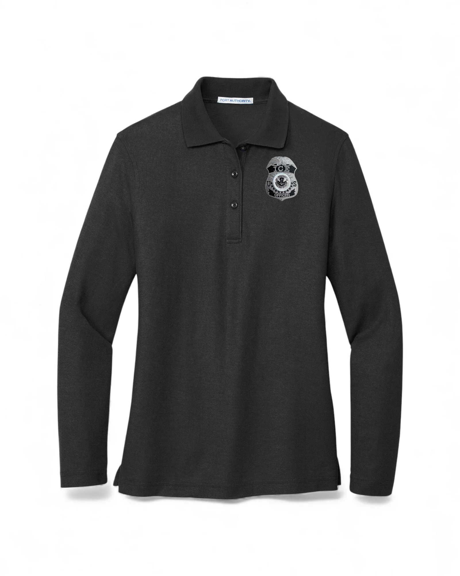 WOMEN'S LONG SLEEVE ICE OFFICER UNIFORM BADGE PORT AUTHORITY POLO - L500LS - Image 2
