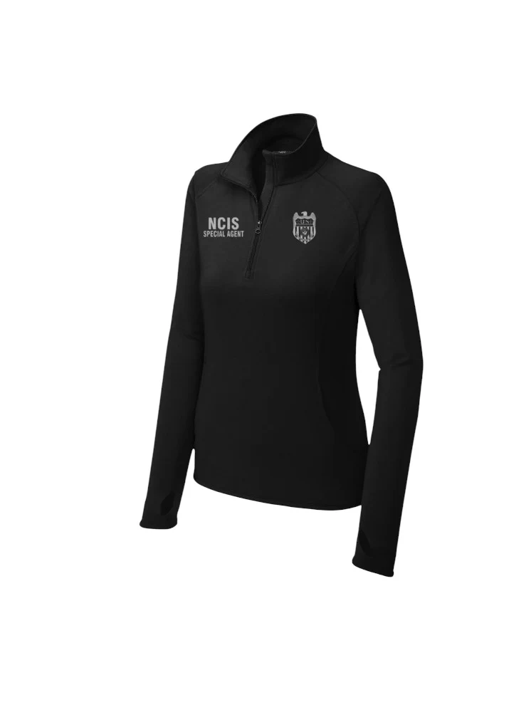 WOMEN'S NCIS S/A BLACK WICKING 1/2 ZIP PULLOVER IN GREY INK-LST850 - Image 2