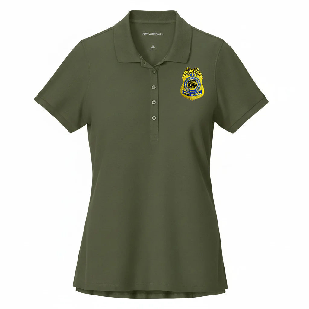 WOMEN'S PIQUE POLO-NPS GOLD BADGE - Image 3