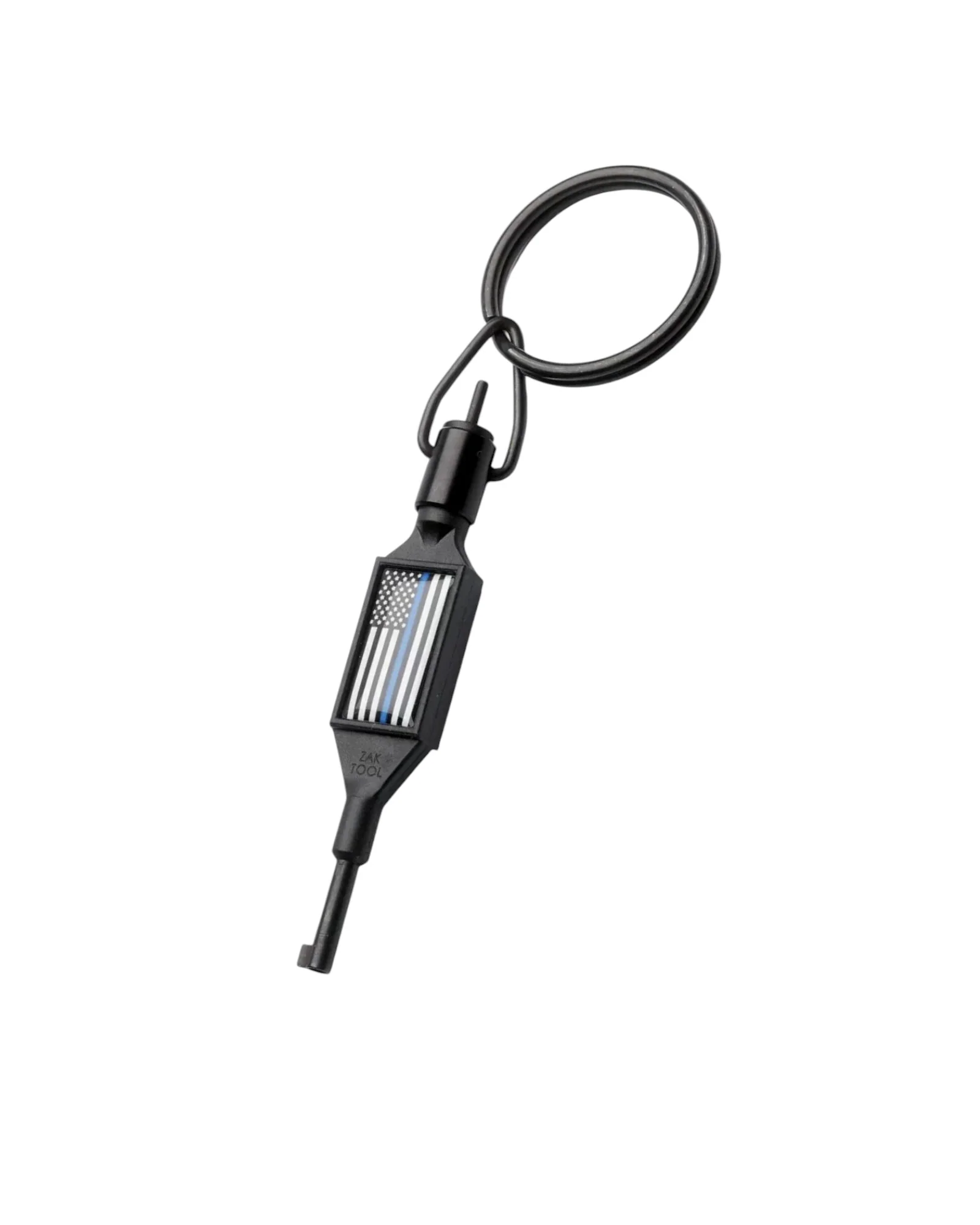 ZAK TOOL SWIVEL CUFF KEY W/ BLUE LINE FLAG.